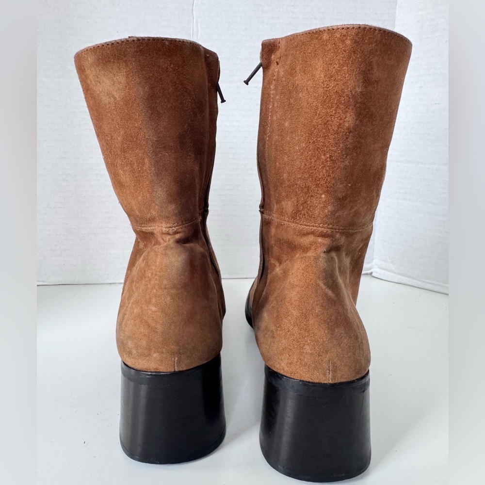 COACH New York Tan Suede Block Heel Square Toe Boots Women’s Size 8.5 - Picture 7 of 12